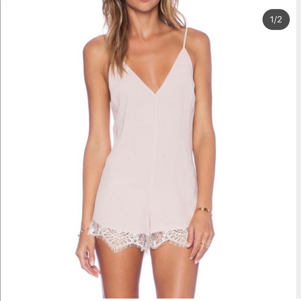 For Love & Lemons light blush lace rimmed romper